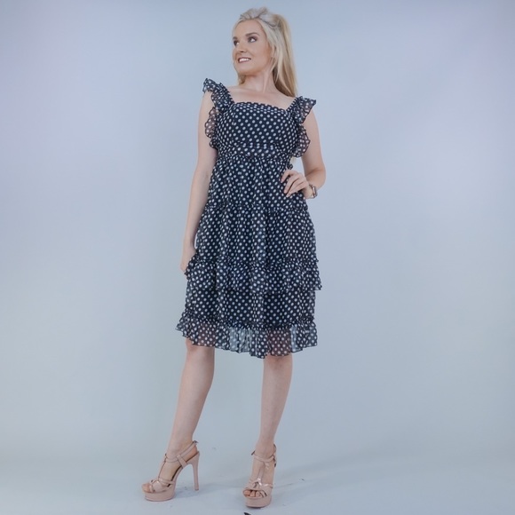 Black White Polka Dot Open Back Dress - Picture 2 of 13